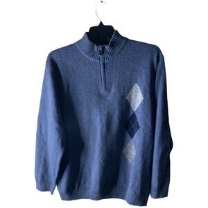 Vintage Mantles Cashmere Lambswool Sweater Men Size XL Long Sleeves 1/4 Zip